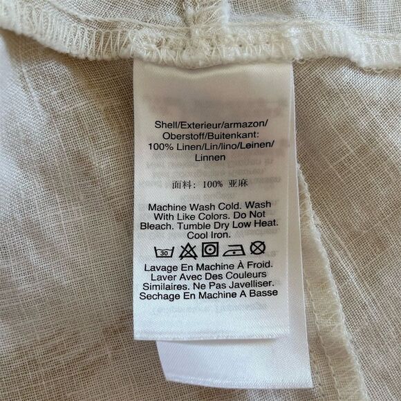 DKNY Women's Beige Linen Tie Waist Fit & Flare Dress Size 2 - Picture 3 of 8